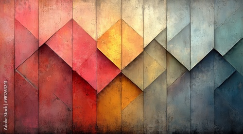 Textured Abstract Geometric Pattern with Warm and Cool Tones