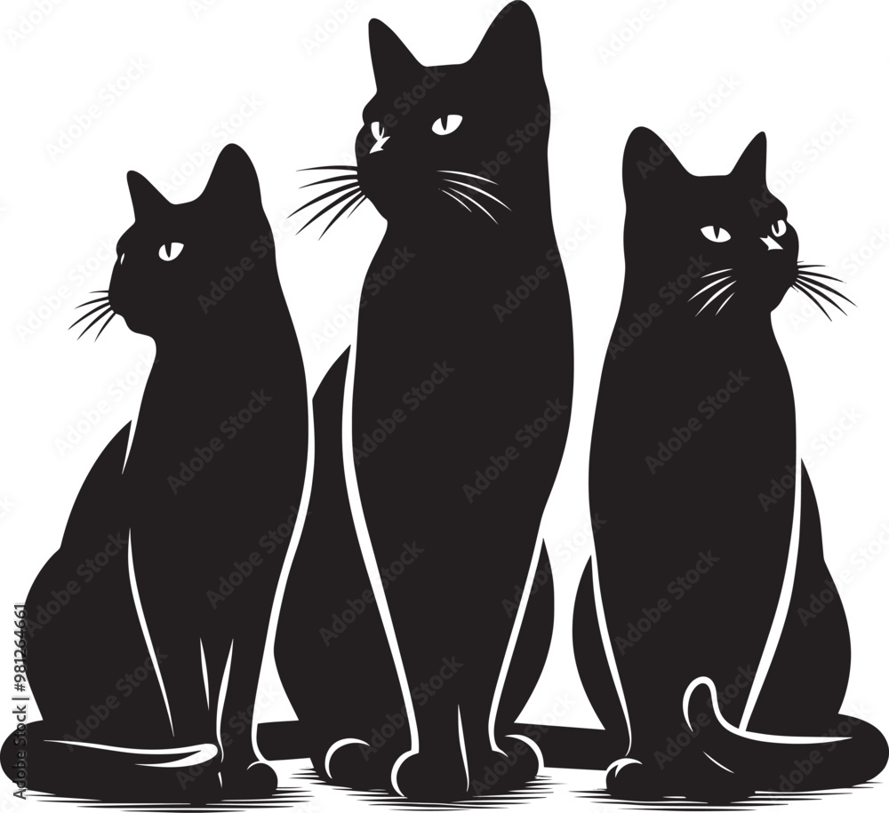 Fototapeta premium Cat Silhouette isolated on a white background Minimalist cute cat vector shape