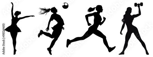 Wallpaper Mural Silhouette sportive people full body png cut out element set Torontodigital.ca