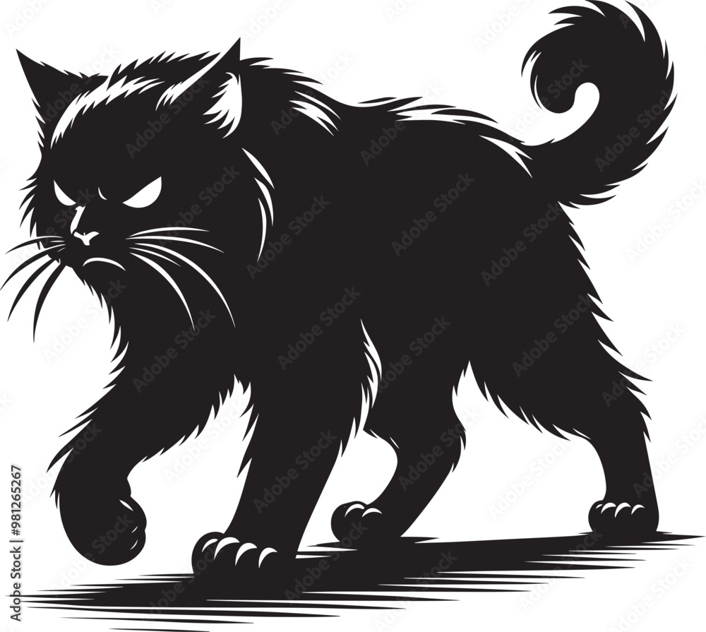 Obraz premium Cat Silhouette isolated on a white background Minimalist cute cat vector shape