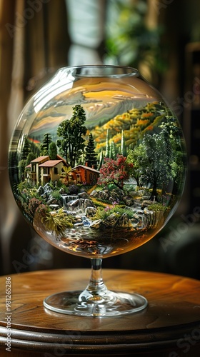 Wallpaper Mural Miniature Landscape in a Glass Dome: A Detailed World in Miniature Torontodigital.ca