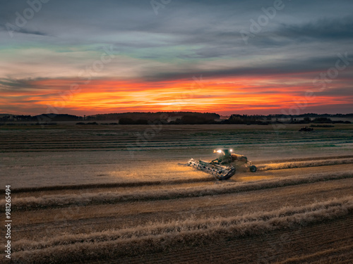 Drone Image of Harvest Swather Combine