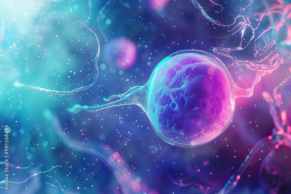 Medical illustration of ovulation showing a woman’s egg surrounded by follicular cells Medical illustration of ovulation showing a woman’s egg surrounded by follicular cells