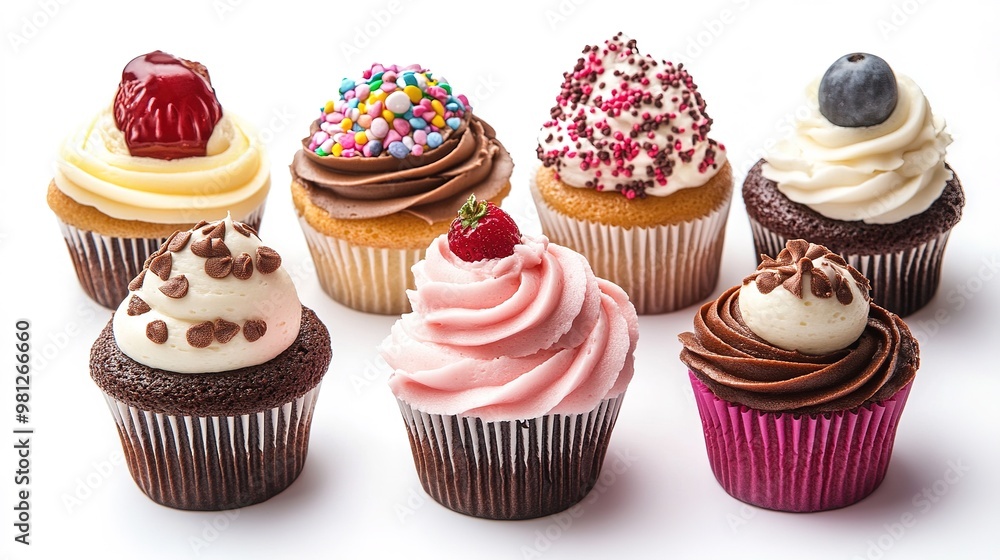 cute cupcake set, white background