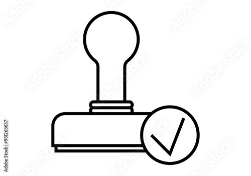 Icono negro de sello o estampado de aceptación 