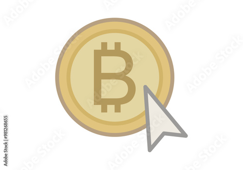 Criptomoneda dorada de bitcoin con cursor encima