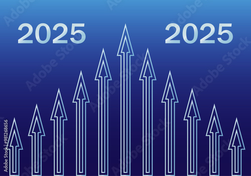 Flecha azul de aumento o crecimiento año 2024 y 2025