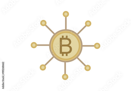 Criptomonedas de bitcoin doradas conectadas a blockchain 