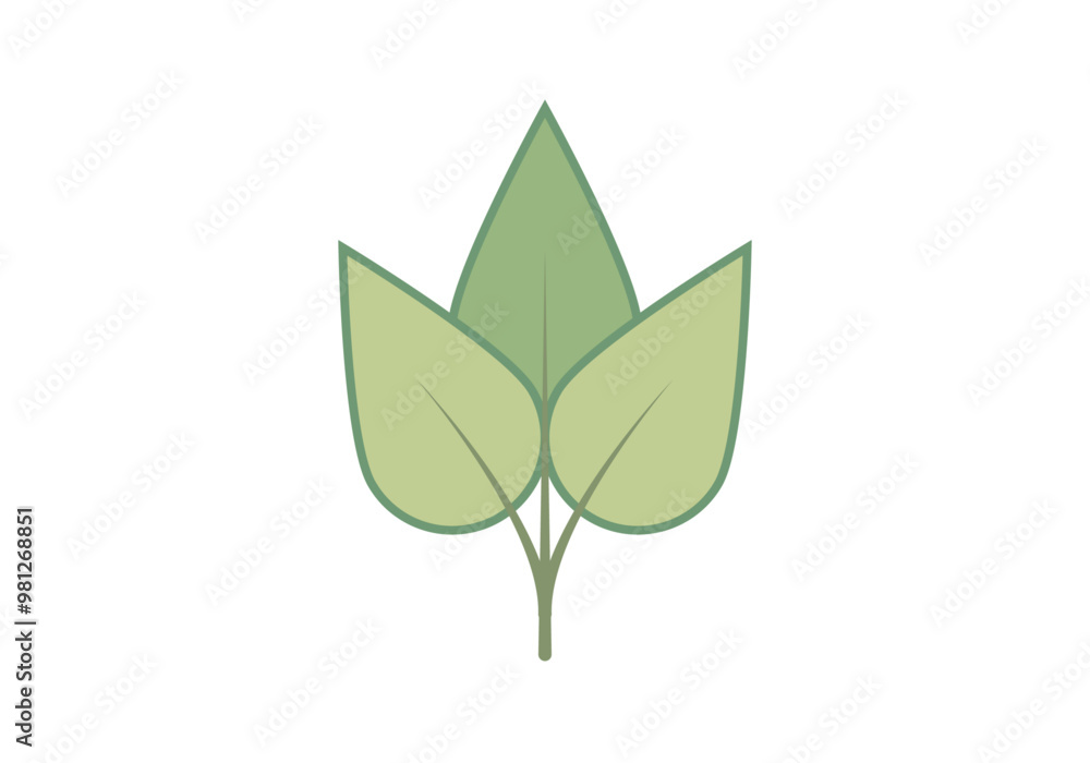 Tres hojas verdes de arbusto de una planta Tres hojas verdes de arbusto de una planta