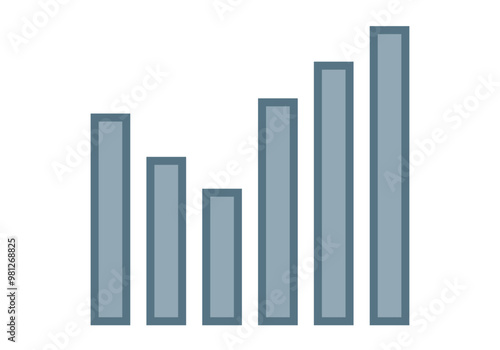 Gráfico de barras de color azul grisáceo representando estadísticas 