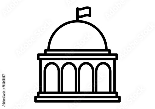 Icono negro de edificio gubernamental de un país 