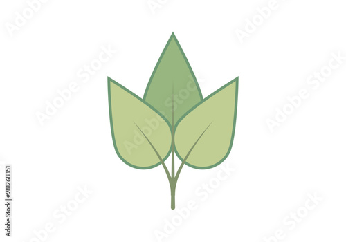 Tres hojas verdes de arbusto de una planta