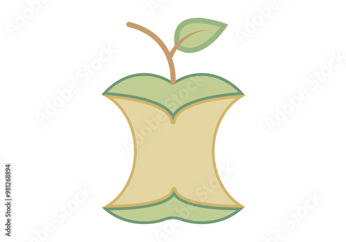 Manzana mordida y comida de piel verde