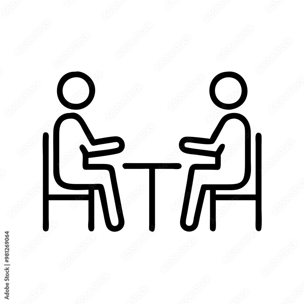 Meeting icon, black line style with copy space
Meeting icon, black line style with copy space