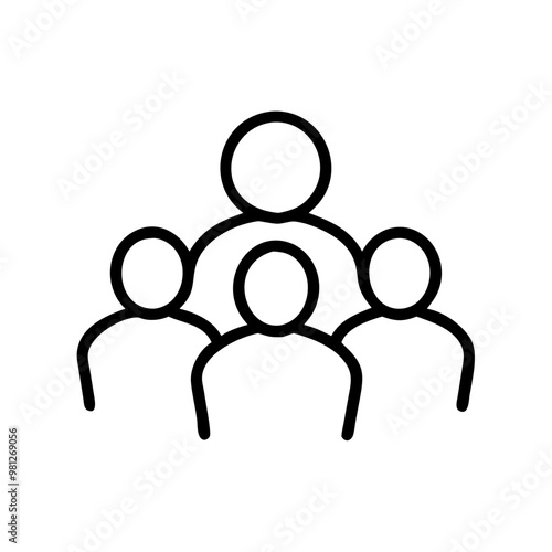 Group of people icon, black line style with copy space 