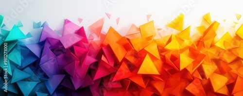 Vibrant abstract design featuring colorful triangles blending seamlessly into a stunning gradient of hues.