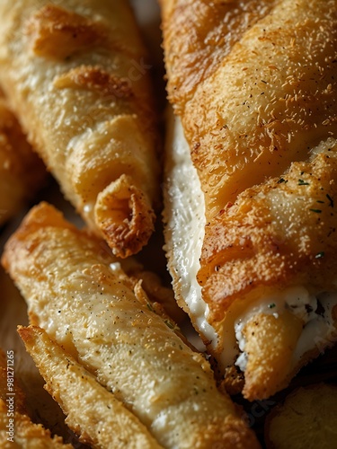 Close-up of traditional British fish and chips.