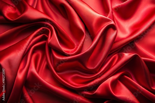 Close-up of luxurious red satin fabric with elegant draping