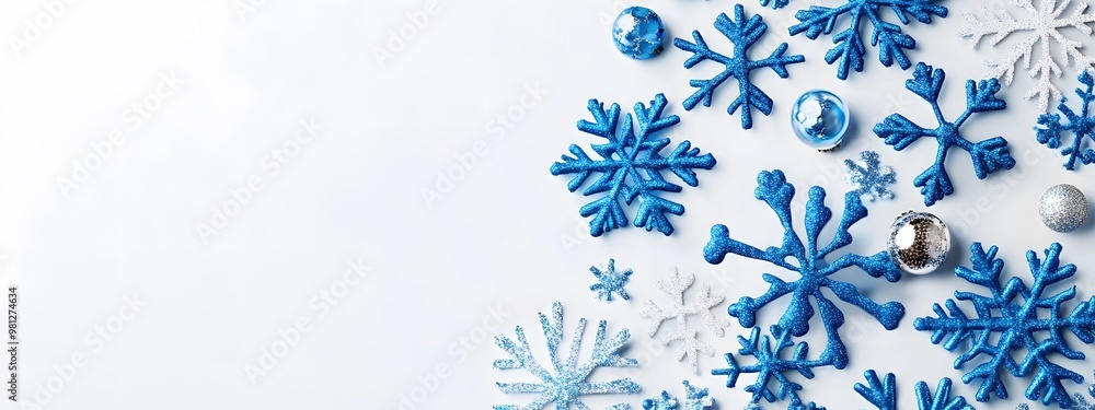Abstract blue snowflake pattern on a white background, vector illustration, flat design, digital art, simple, minimalistic Abstract blue snowflake pattern on a white background, vector illustration, flat design, digital art, simple, minimalistic