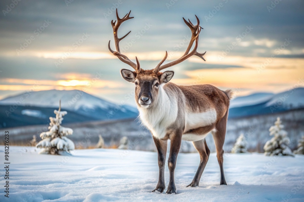 Majestic Reindeer in Snowy Landscape Majestic Reindeer in Snowy Landscape