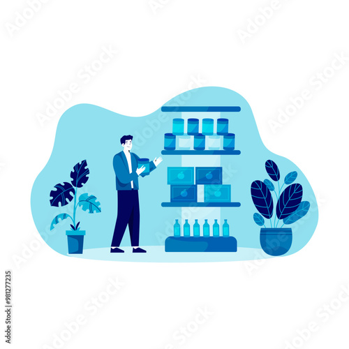 Staff arrange products