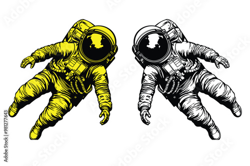 Astronaut silhouette vector illustrations