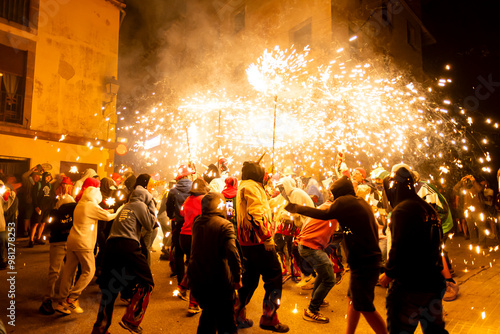 correfocs con diables en fiesta mayor mediterranea
 photo