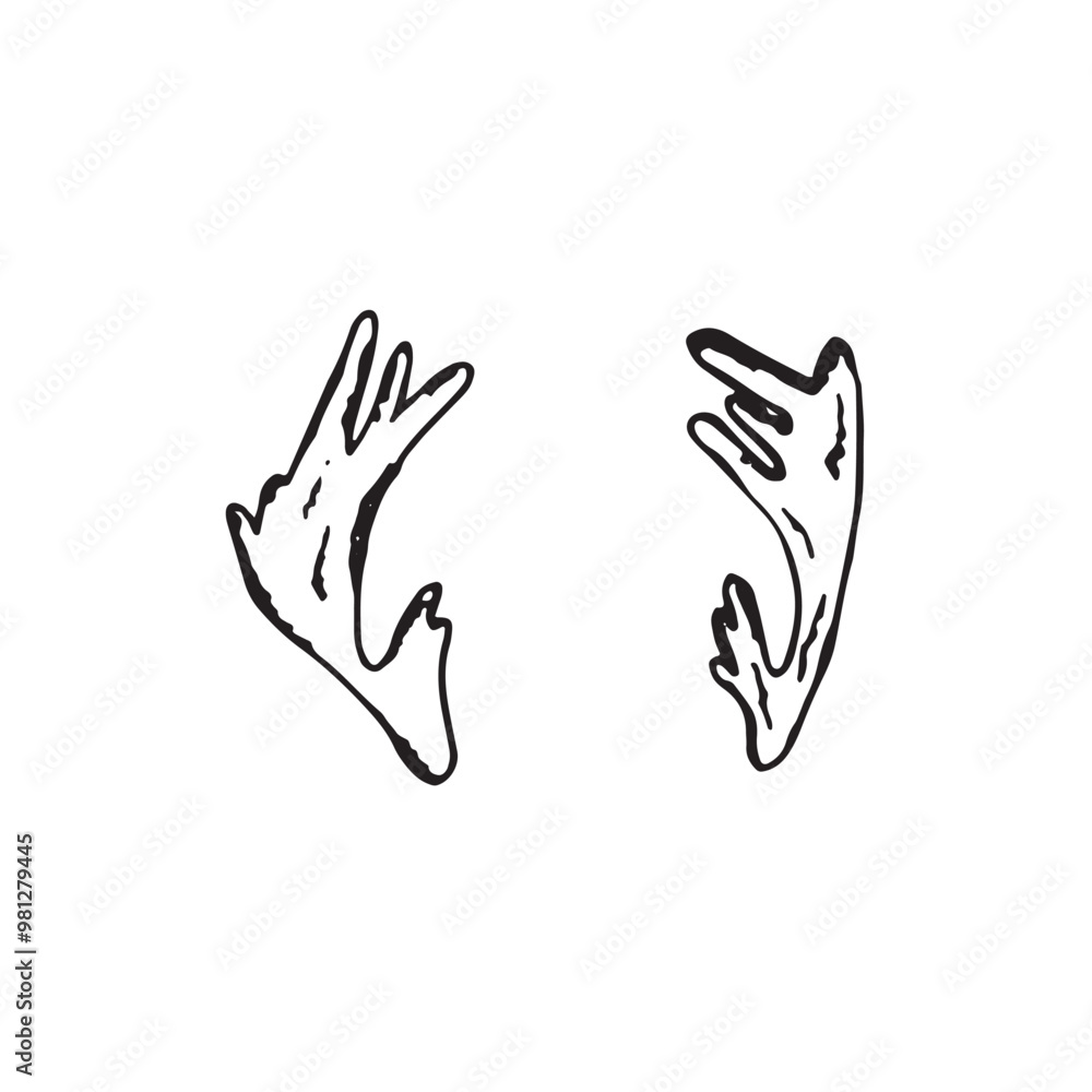 Obraz premium Graphic deer antlers. Hand draws graphic illustrations on a white background. Deer antlers for design