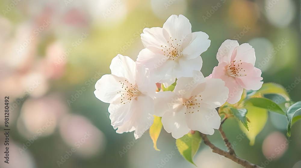 Delicate White Blossoms Blooming in the Spring Sunshine Delicate White Blossoms Blooming in the Spring Sunshine