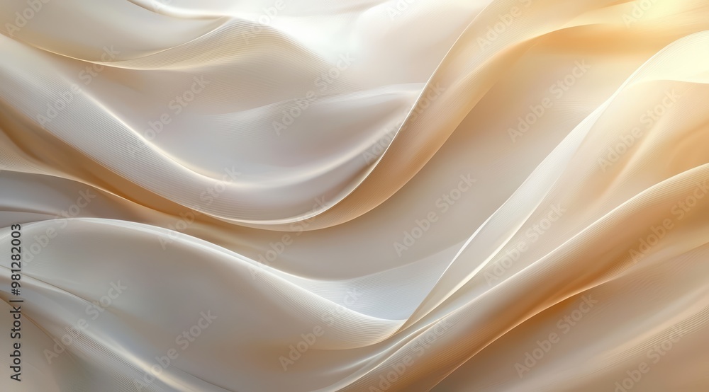 Obraz premium Flowing White Silk Fabric with Soft Golden Light