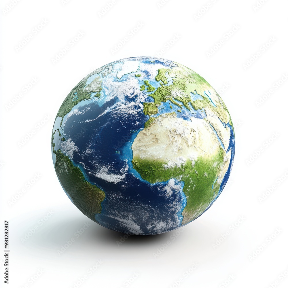 Fototapeta premium D Rendered Earth Globe with Detailed Continents and Oceans