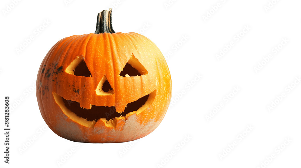 Klasyczna pomarańczowa dynia z wyciętym, uśmiechniętym straszydłem, umieszczona na przezroczystym tle. Idealna do projektów graficznych na Halloween. Klasyczna pomarańczowa dynia z wyciętym, uśmiechniętym straszydłem, umieszczona na przezroczystym tle. Idealna do projektów graficznych na Halloween.