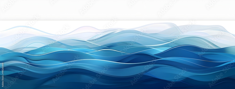 Fototapeta premium Blue wave vector background, transparent background, PNG file with no shadows. 