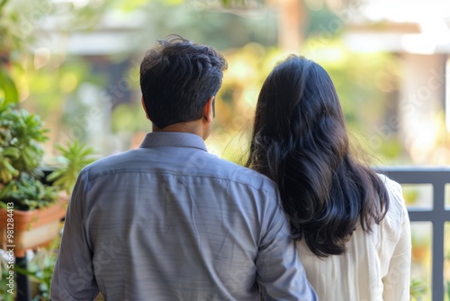 Couple Looking at Sunset photo