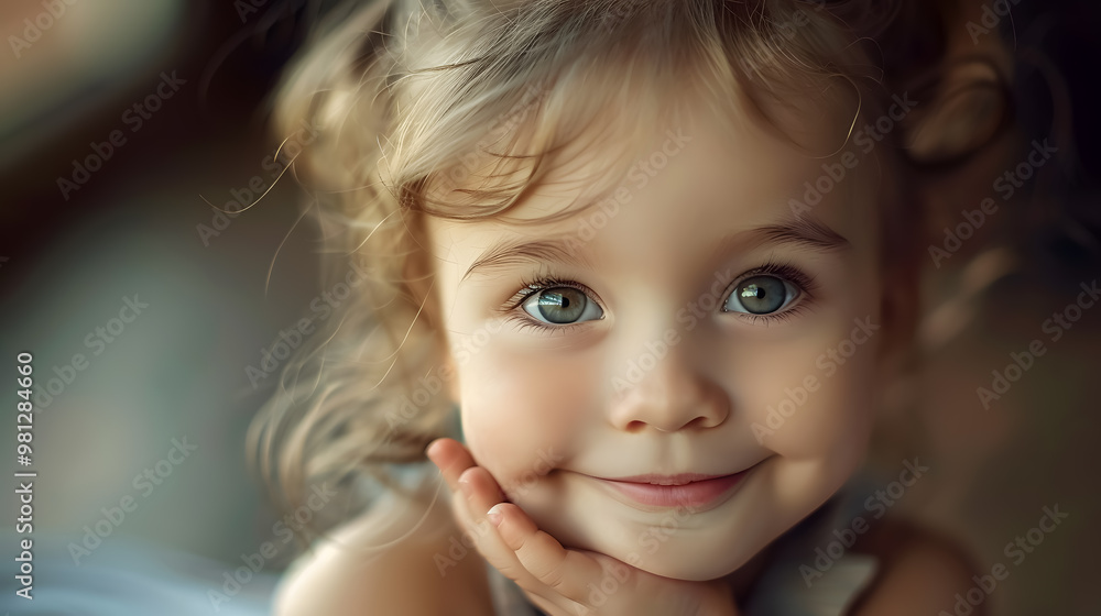 Female portrait of a charming three-year-old child with a beautiful smile Female portrait of a charming three-year-old child with a beautiful smile