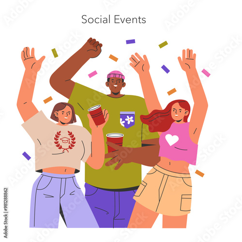 Freshman Year. Flat Vector Illustration