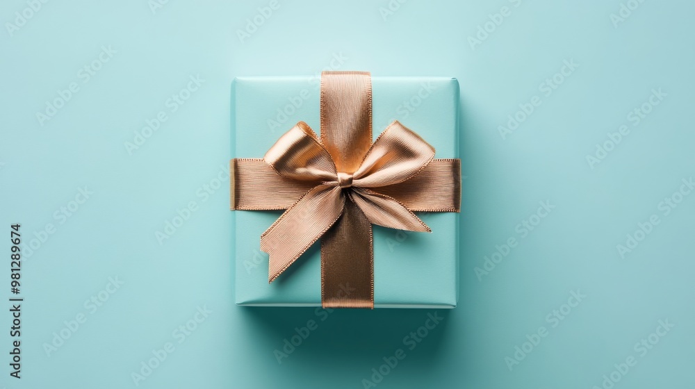 Gift box with gold ribbon on a Gift box with gold ribbon on a