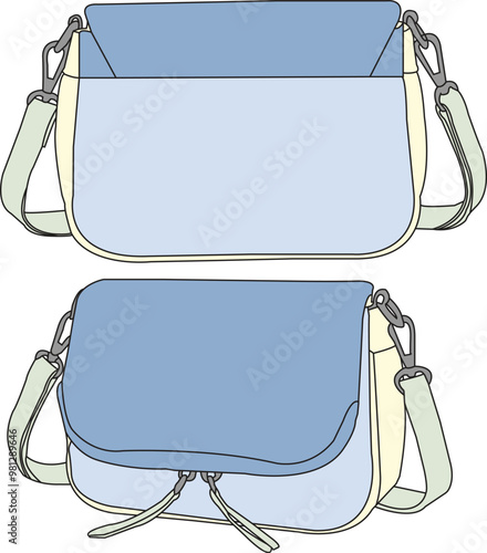 School backpack cartoon isolated, Set sling bag flat isolated on white background, slingbag icon colorfull, School  sling bag cartoon