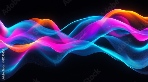 Radiating Neon Light Burst, futuristic flashes, Motion lights, Colorful Streaks on Dark Background