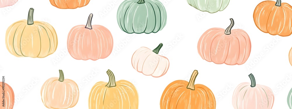 Pumpkins and gourds in various shapes, sizes, and colors on a white background. Vector illustration Pumpkins and gourds in various shapes, sizes, and colors on a white background. Vector illustration