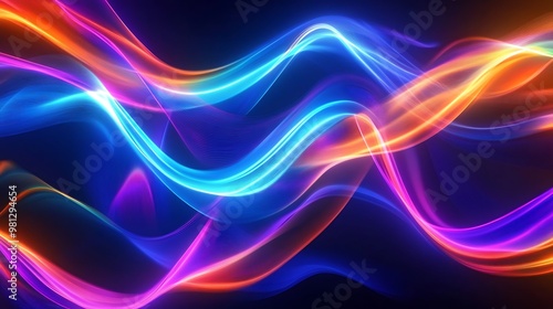 Radiating Neon Light Burst, futuristic flashes, Motion lights, Colorful Streaks on Dark Background