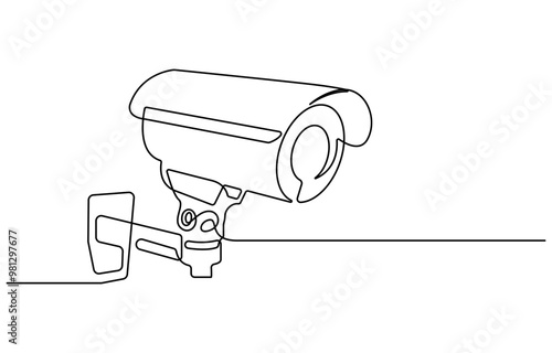 Single continuous line drawing of CCTV to monitor traffic movements and improve security systems. One line draw graphic design vector illustration, Continuous line CCTV camera line icon vector