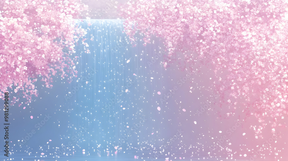 Cherry Blossoms Falling on a Waterfall Cherry Blossoms Falling on a Waterfall
