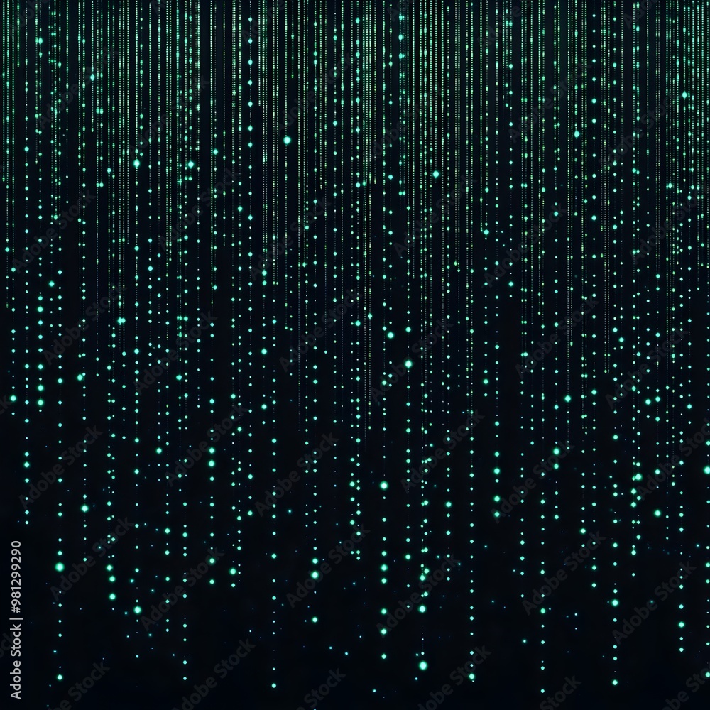 Shimmering Digital Raindrops Cascading in Glowing Cyberspace Matrix Shimmering Digital Raindrops Cascading in Glowing Cyberspace Matrix