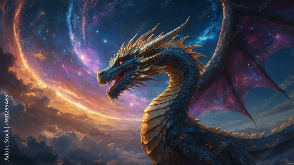 a celestial dragon its massive wings shimmeri image a celestial dragon its massive wings shimmeri image