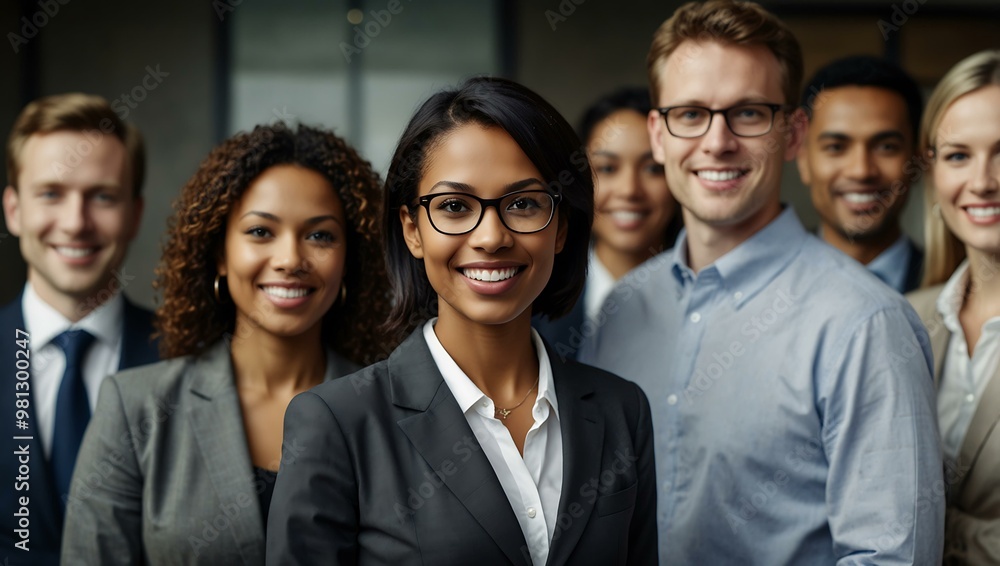 Corporate portrait of diverse business people with a focus on teamwork. Corporate portrait of diverse business people with a focus on teamwork.