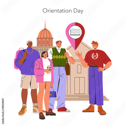 Freshman Year. Flat Vector Illustration