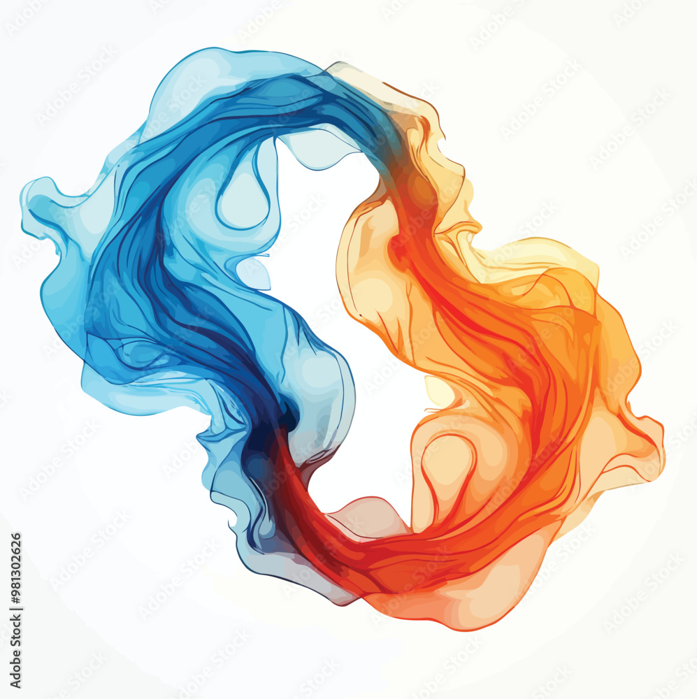 Abstract image of two flowing colors Abstract image of two flowing colors