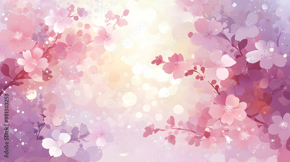 Blooming Pink Flowers on a Soft Background Blooming Pink Flowers on a Soft Background