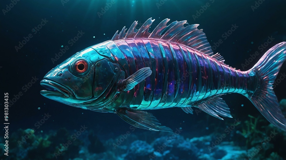 Fototapeta premium a sleekly futuristic digitalized fishlike cre image